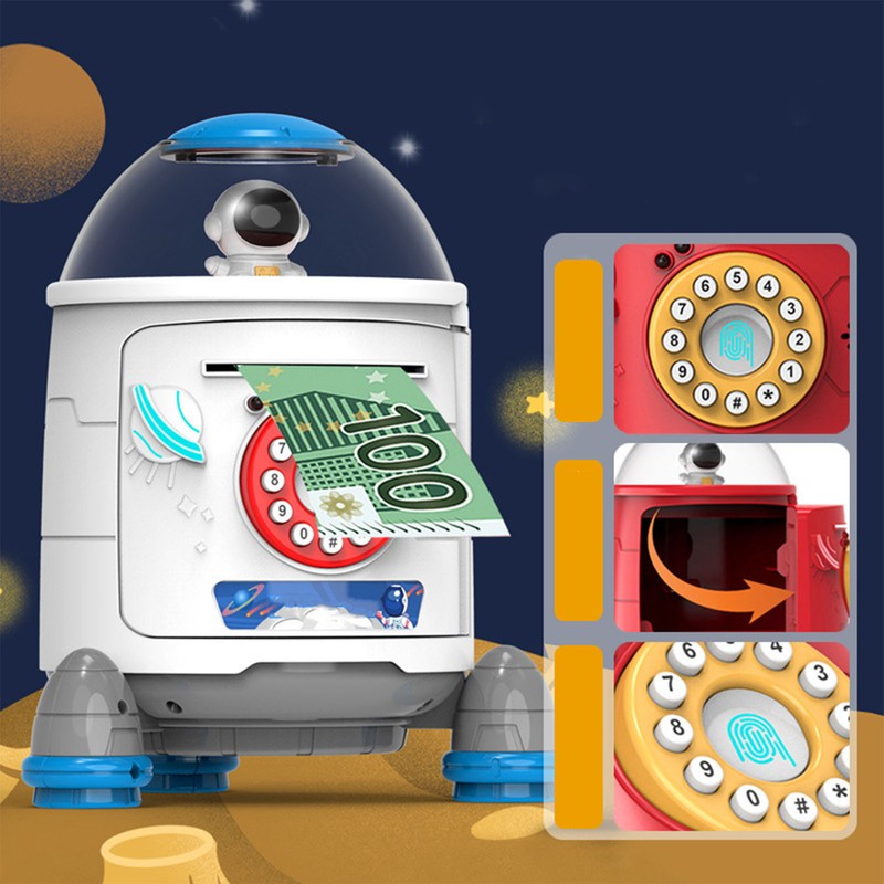Rocket Piggy Bank Password Cute Coin Bank Intelligent Voice Reminder