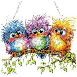 EIBEILI Birds Diamond Art Hanging Kits for Adults Kids, 5D Special Shape Diamond Painting Window Pendant Kits, Animal Gem Art Suncatchers Painting Ornament for Home Garden Wall Decor Double Sided