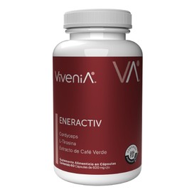 Eneractiv con L-Tirosina, Cordyceps y Café Verde | Suplemento Alimenticio con Cafeína Natural para Hombre y Mujer | Enfoque Mental | Energía Diaria | 60 Cápsulas | Suministro para 1 mes