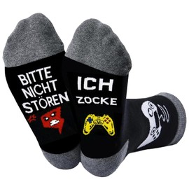 Hpbaggy Funny Socks Gift for Men, Gaming Socks with Saying Bitte Nicht Stören I, Funny Socks Men, for Birthdays, Father's Day, Thanksgiving and Christmas, multicoloured