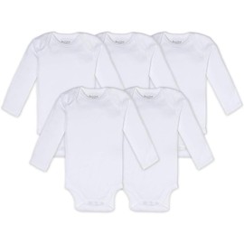 Burt's Bees Baby Unisex Baby Bodysuits, 5-Pack Short & Long Sleeve One-Pieces, 100% Organic Cotton Bodysuit, Cloud Long Sleeve