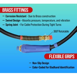 Mytee Products 15 Ft Air Line Hose Assemblies with Flexible Grips & 1/2" NPT Fittings - 1 pair (2 pcs) - Air Line Hose Straight Lead Set for Semi Truck, Trailer, Tractor