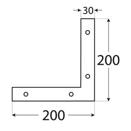 200mm x 200mm x 30mm Corner L Shape Plate, Flat Angle Bracket Plates Connector 3mm Thick Yellow Zinc Plated Steel NA2 (Pack of 1)