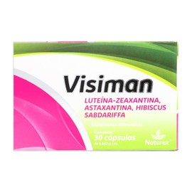 Visiman luteína-zeaxantina, suplemento alimenticio, 30 capsulas de 0.642 g c/u Naturex