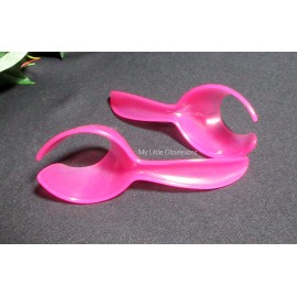 Tupperware Set of 2 Gadgets Egg Scoops Spoon Dippers Lifters Sheer Pink