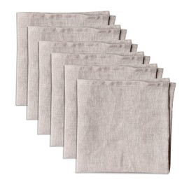 Linendo Linen Napkins, 100% Pure Linen, Beige, 38 x 38 cm, Pack of 6, European Flax, Linen Napkins, Washable Reusable Fabric Napkins