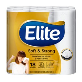 Elite Soft & Strong Papel Higiénico Triple Hoja 18 Rollos - Máxima Suavidad y Resistencia