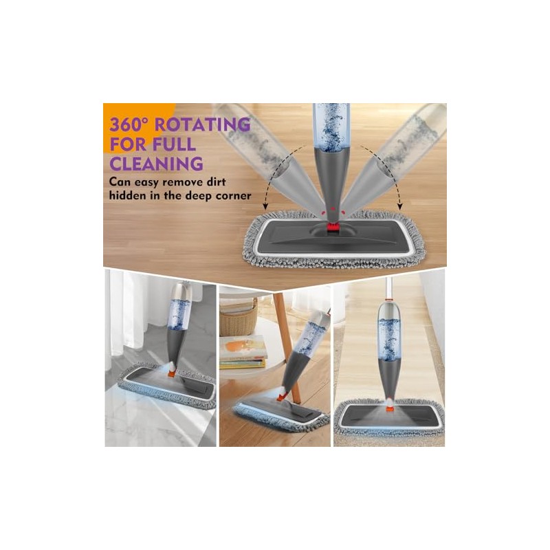 Spray Mop for Floor Cleaning with Washable Pads, Microfiber Wet