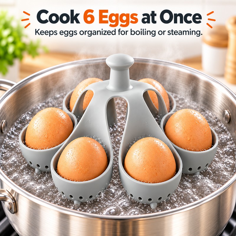 Silicone Egg Steaming Basket for Boiling Eggs – 6 Slot