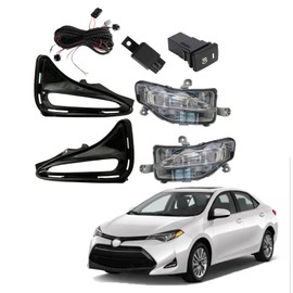 WFLNHB Left and Right Fog Lights Replacement for Toyota Corolla L LE XLE 2017-2019 Daytime Running Lamps Fog Driving Lights with Switch Bezel Wires 8143002020 8144002020