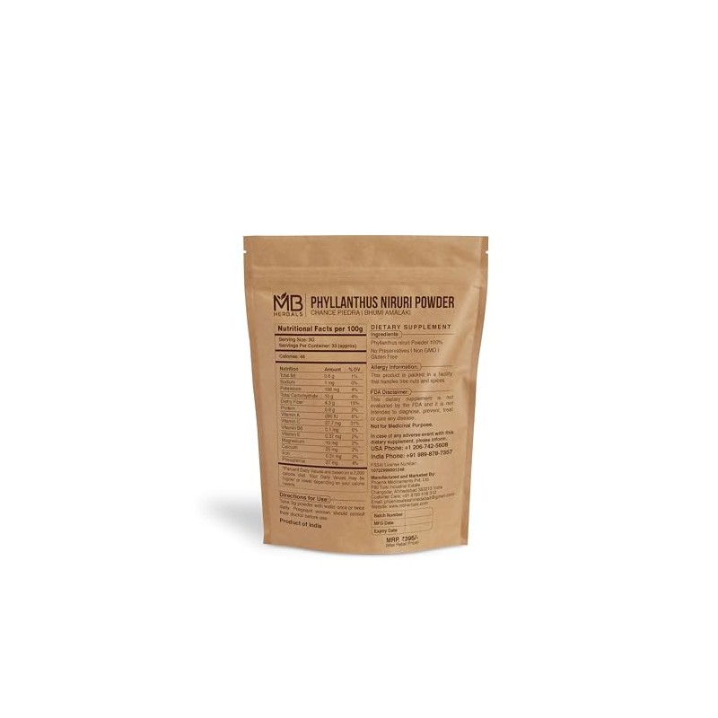 MB Herbals Wildcrafted Phyllanthus Niruri Powder 3.5 oz / 100