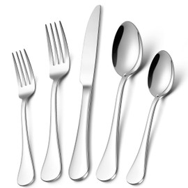LIANYU 18/10 Stainless Steel Flatware Service for 12, 60-Piece Silverware Cutlery Tableware Set for Restaurant Wedding, Dishwasher Safe, Mirror Polished