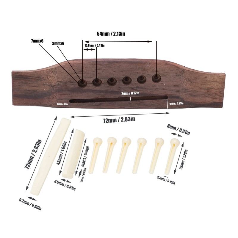 Acoustic Guitar Rosewood Bridge Saddle & Nut Guitar Replacement Parts