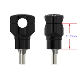 Black 2 1/2 Inch Tall Aluminum Handlebar Risers Kit with Stud Fits for 96-Later Harley Davidson Softail Springer, Heritage Springer, Cross Bones, Bad Boy, FLSTS with 1.0" Clamping Area (Black)