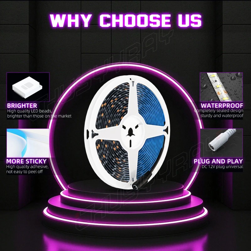 CHUSYYRAY PURPLE LED Boat Light Strip Deck Waterproof 12v Bow