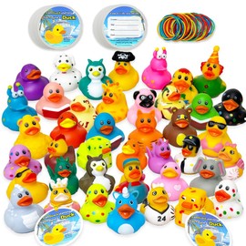 Cruise Ducks 100-Piece Adventure Kit: 30 Assorted Rubber Ducks, 30 Cruise Ship Tags & 40 Bands for Hiding Games, Bath Toys, Pool Fun, or Collectible Decor