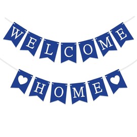 bng-bng Welcome Home Decorations Banners Welcome home Bunting Backdrop for Welcome Back Welcome Home Baby Shower Party Decorations Blue
