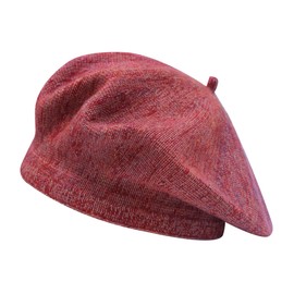 ZLYC Women Winter Berets Hat French Cashmere Warm Artist Classic Print Hat(Gradient Raspberry)