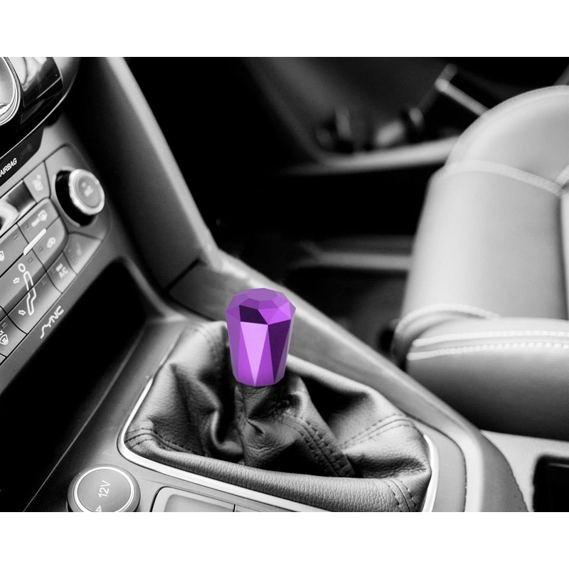 EZAUTO WRAP Universal Purple Diamond Shifter Chrome Aluminum Automatic Shift