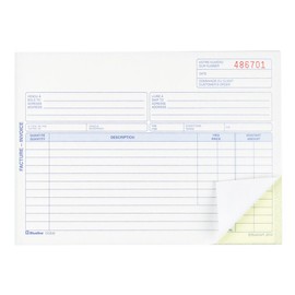 Blueline Invoices, 50 Numbered Carbonless Duplicates, Bilingual, 5-3/8" x 8" (DCB36)
