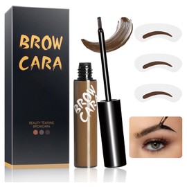 Eyebrow Gel Peel Off Tint - Brow Tattoo with Eyebrow Stencils, Long-Lasting & Waterproof Brow Tint for Women Create Fuller & Defined Brows Makeup (Light Brown)