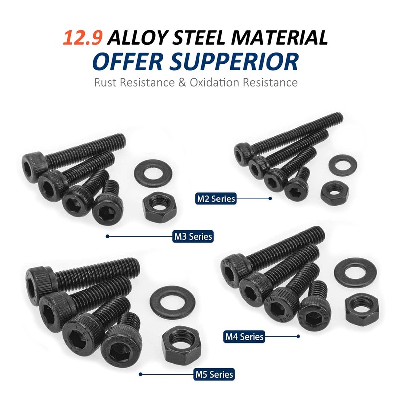 FullFun 1060PCS M2 M3 M4 M5 Hex Socket Head Cap
