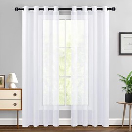 JOMOMAX Cortinas Translucidas, 134 * 210 cm Cortinas para Sala, con Ojales En La Parte Superior, Suave y Sedoso, DiseñO Simple, Cortina Transparentes para Recamara y Sala, 2 Paneles