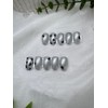 Chrome heart dot, silver black glitter handmade gel nail tip