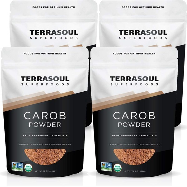 Terrasoul Superfoods Organic Carob Powder, 4 Lbs (4 Pack) -