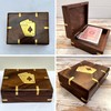 Thorness Elegant Black Wooden Playing Card Box with Brass Accents