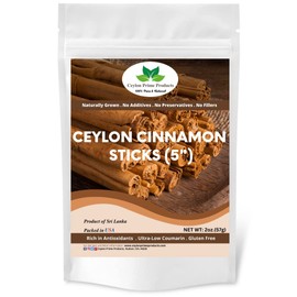 Ceylon Cinnamon Sticks 5" (1 lb), Premium Grade True Cinnamon from Sri Lanka, 100% Pure and Natural in a Resealable Bag