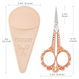 All Purpose Scissors with Sheath, Sewing Scissors Embroidery Scissors Sharp Cuticle Eyebrows Manicure Pedicure Beauty Grooming Scissors for Office, Home, School, Sewing Crafts (Rose Gold)