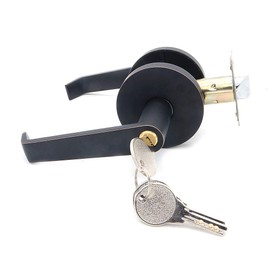 NUZAMAS Door Lever Entrance Lock, Zinc Alloy, Security Exterior/Interior Door Lock with 3 Keys Safe Lock Set Door Handle Knob, Black