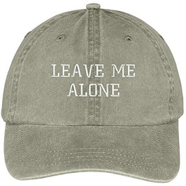 Trendy Apparel Shop Leave Me Alone Embroidered Washed Cotton Adjustable Cap - Khaki