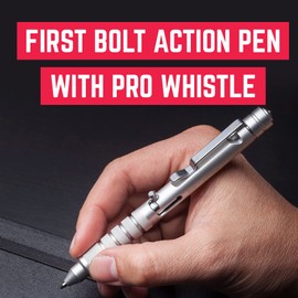 GPCA GP 1945 PRO Bolt-Action Pen Gel Ink pen GP22, Multi-Tool Pen for Professional writers Tactical EDC Pen Compact Size Consistent Ink Flow for Smooth writing (Silver/Aluminum)