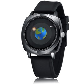 MINILUJIA 50M Waterproof World Map Watches for Men Classic Earth Globe Moon Sun Rotating Eye-catching Cool Unique Mens Watches with Gift Box