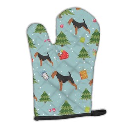 Caroline's Treasures BB4809OVMT Christmas Welsh Terrier Oven Mitt Heat Resistant Thick Oven Mitt for Hot Pans and Oven, Kitchen Mitt Protect Hands, Cooking Baking Glove