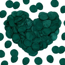 M METERXITY 600-Pack Silk Artificial Flower Rose Petals, 1.38x1.38 Inch Silk Rose Petals Wedding Faux Flowers for Wedding/Party/Aisle Runner/Bridal Shower/Table Decor [Dark Green]