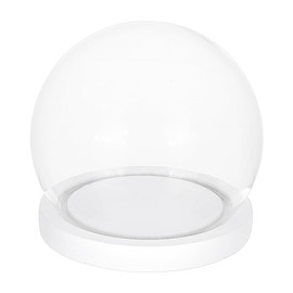 PH PandaHall Glass Display Dome Cloche, 13.5 cm Glass Bell Dome Lid for Decorative Glasses Display Case with White Base for Flower Storage Home Christmas Party Decoration
