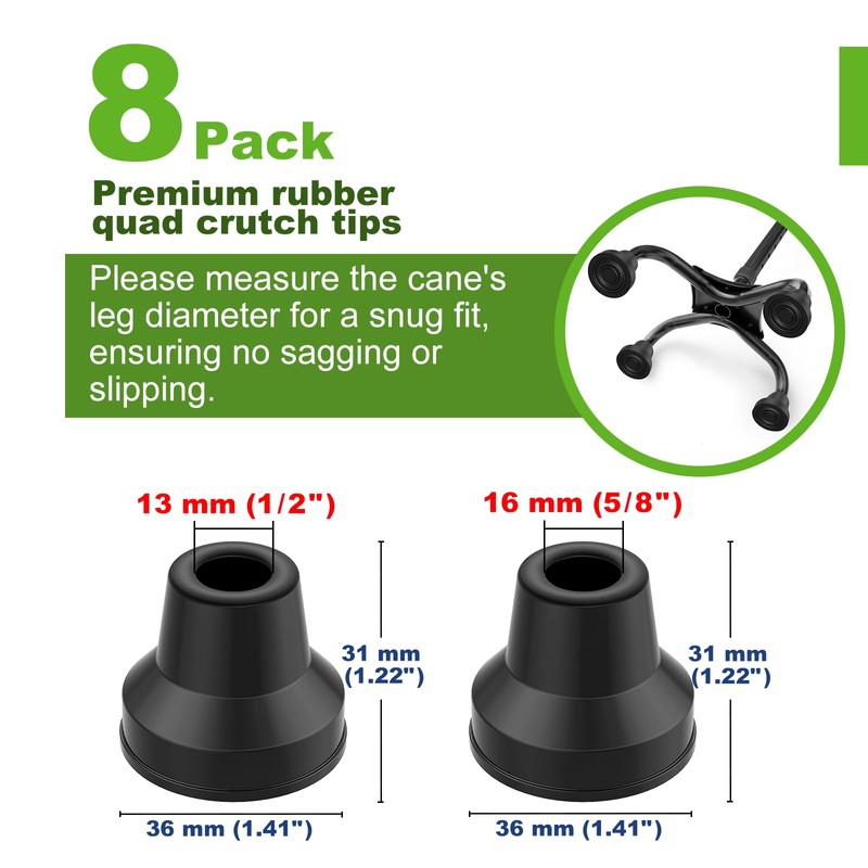 MFE Quad Cane Tips (Set of 8) - Heavy Duty