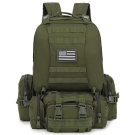 Yusudan Tactical Backpack for Men Women, Large Waterproof Military Backpack Detachable Molle Backpack Army Assault Pack (Green)