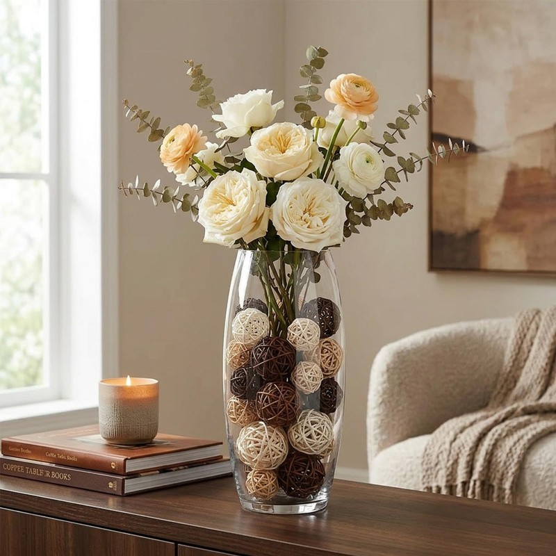 Rattan Balls 64 Pcs Decorative Balls with Natural Woven Texture,