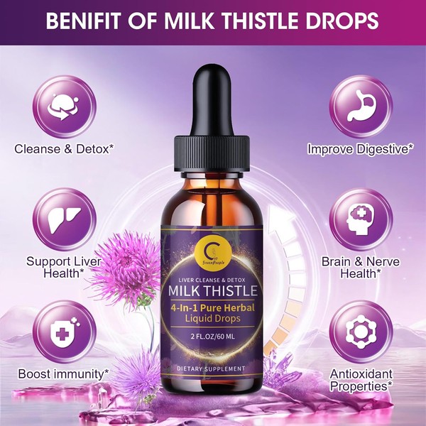 (2 Pack) Milk Thistle Liquid Drops for Liver Cleanse Detox