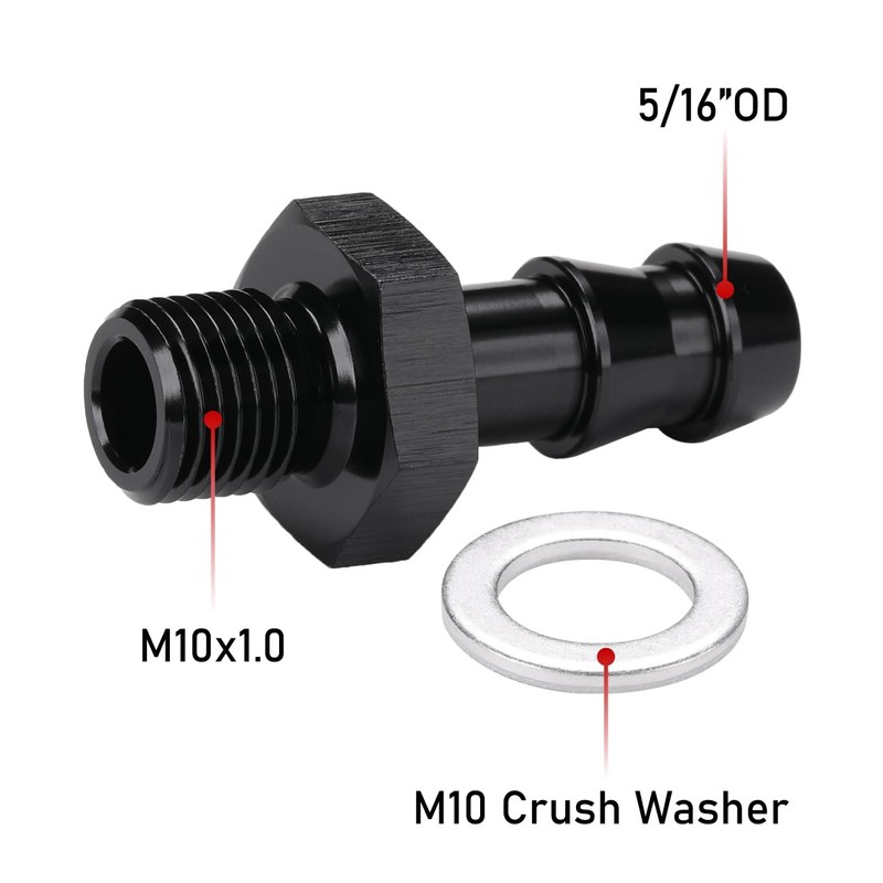 Podavelle M10x1.0 Male Metric to 5/16 Barb Fuel Pump Outlet