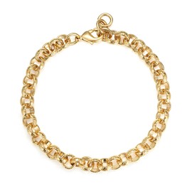 THE BLING KING Men's 8-Inch Gold Plated Diamond Cut Pattern Belcher Bracelet | Men's Gold Plated Lighweight Bracelet Weight: 23g Perfect for Men, Teens, & Kids