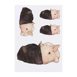 Azeeda 4 x 'Kuschelschweine' Temporäre Tattoos - Wasserfest, Hautfreundlich & Ungiftig · Transfers in Verschiedenen Größen (TO00072070)