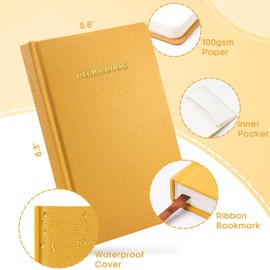 WEMATE Recipe Book to Write in Your Own Recipes, Hardcover Blank Recipe Books, 75 Recipes for Family to Organize Your Recipes, Cooking Gifts, 6" x 8", Yellow – Fits Perfectly on Any Cookbook Holder