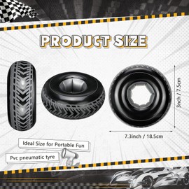 Rotatingpals 30 Pcs 7.2 Inches Mini Inflatable Tires Tubes Racing Car Party Supplies Blow up Tires Inflatable Racing Car Party Decor Swimming Pool Floats for Car Themed Birthday Party Decorations