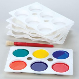 Baker Ross EK7323 6 -Well Paint Palettes (Pack of 5) Plastic Paint Palettes For Kids Painting, White, 23cm x 15cm