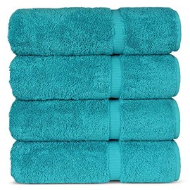 Chakir Turkish Linens Hotel & Spa Quality, Highly Absorbent 100% Cotton Turkish Towel Set (Set of 4, Aqua)